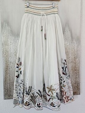 Zara Maxi Skirt with Multicolor Ocean Embroidery
